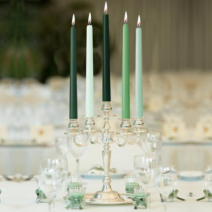 Unscented 12'' Taper Candles Set of 6 Gradual Green Tall Candlesticks for Spring Home Decor Dinner Wedding Party Holidays Christmas