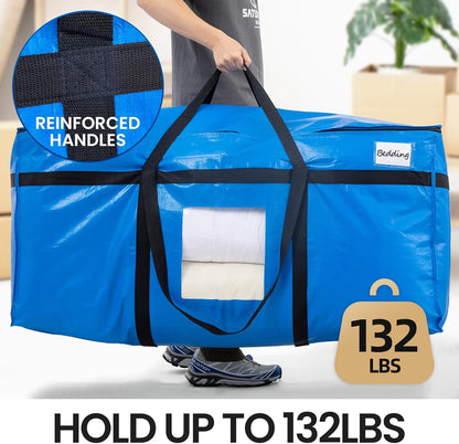 TAILI Extra Large 69 Gallon Storage Bags - Heavy Duty Blue Moving Totes with Visible Window | 2 Pack