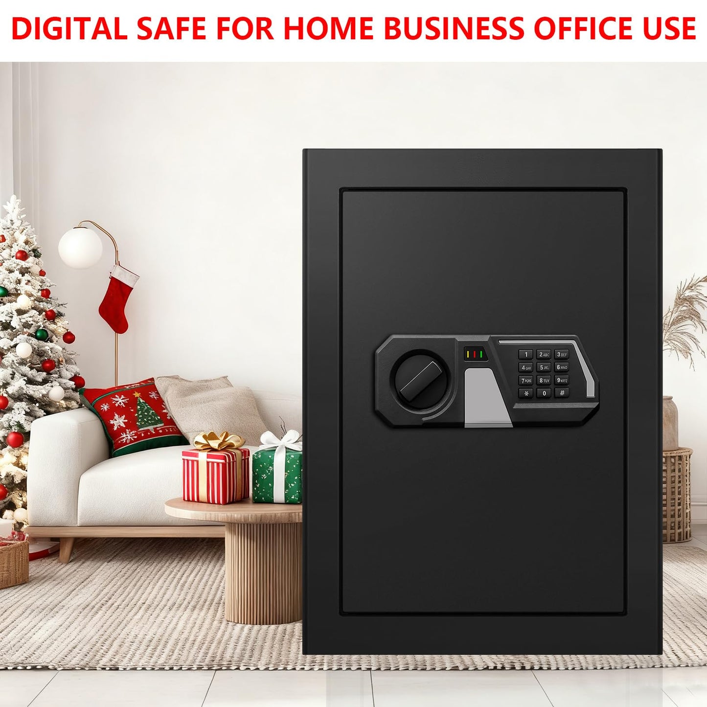3.4 Cub Large Safes for Home Use, Digital Home Safe Box Fireproof Waterproof with Programmable Keypad, Spare Keys and Removable Shelf, Anti-Theft Fire Proof Safe for Document Money Valuables
