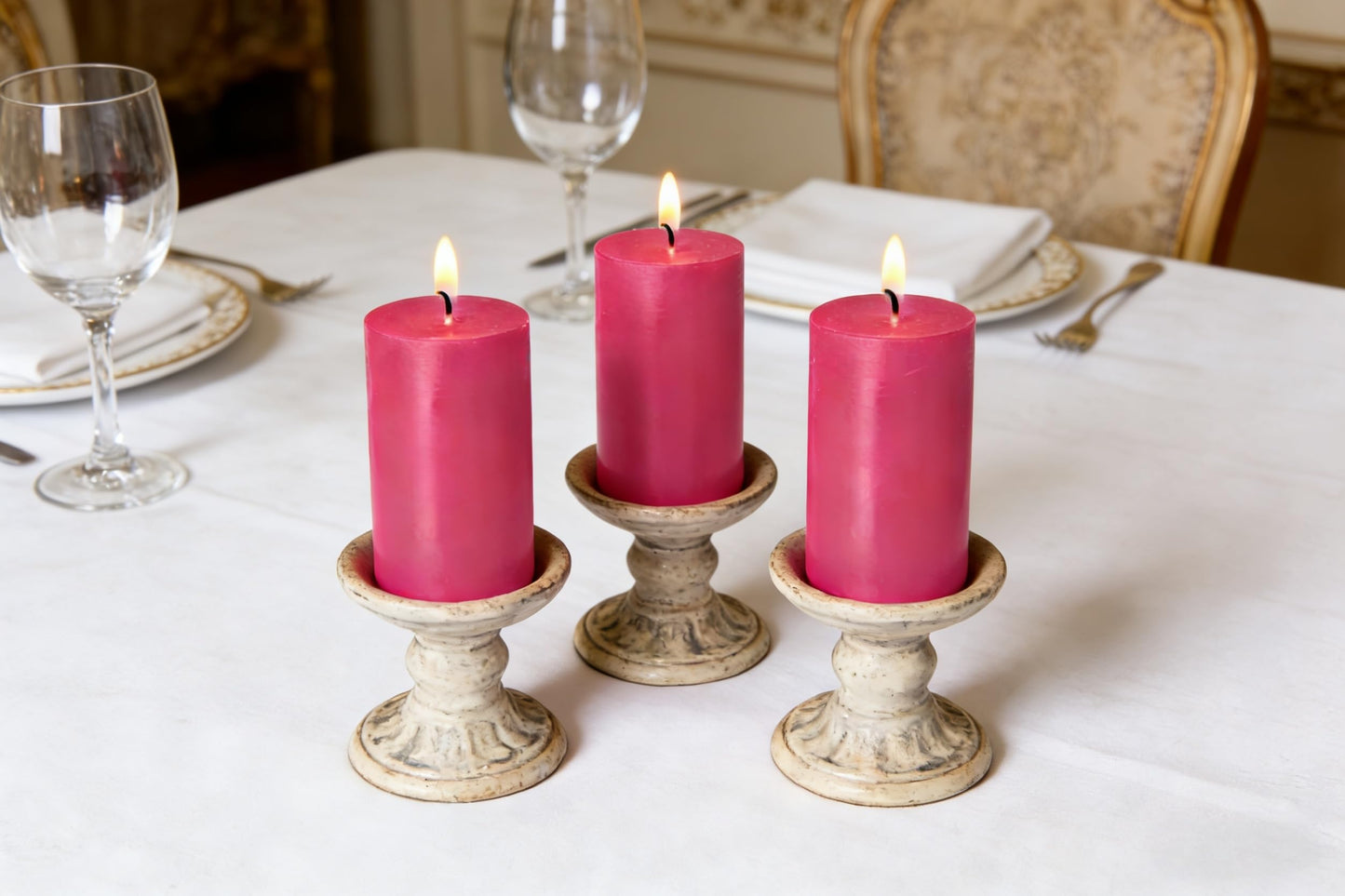 4 Pack Hot-Pink Pillar Candles, 2x4 Inch, Long-Lasting, Dripless and Smokeless Unscented Candles, Ideal for Home Décor, Parties Weddings and Relaxation