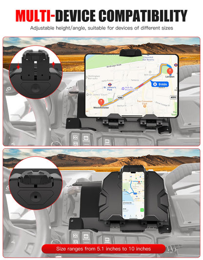XATVXUTV Electronic Device Holder with Storage Integrated for Can Am Defender, Electronic Device GPS Mount Phone Tablet Holder with Extra Storage Box for Can-Am Defender HD9 MAX 2022-2025 Accessories