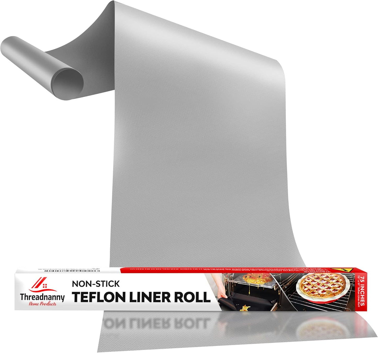 Silver Teflon Liner Roll - Versatile Non-Stick Mat for Ovens, Stovetops & Grills (75” x 17”)