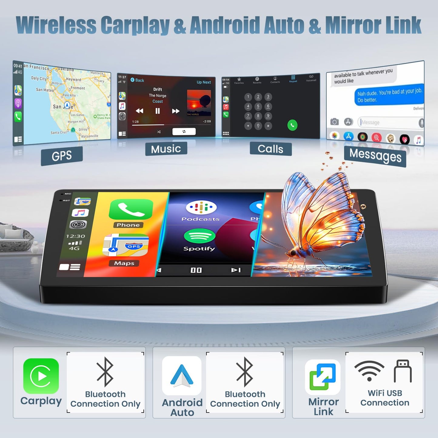 4+128G Radio for Jeep Compass Patriot 2010-2016, 10.1" Touch Screen Radio Kit with Wireless CarPlay/Android Auto, 5GHz WiFi, Bluetooth 5.0, EQ, GPS Navigation, 1280 * 720, Backup Camera
