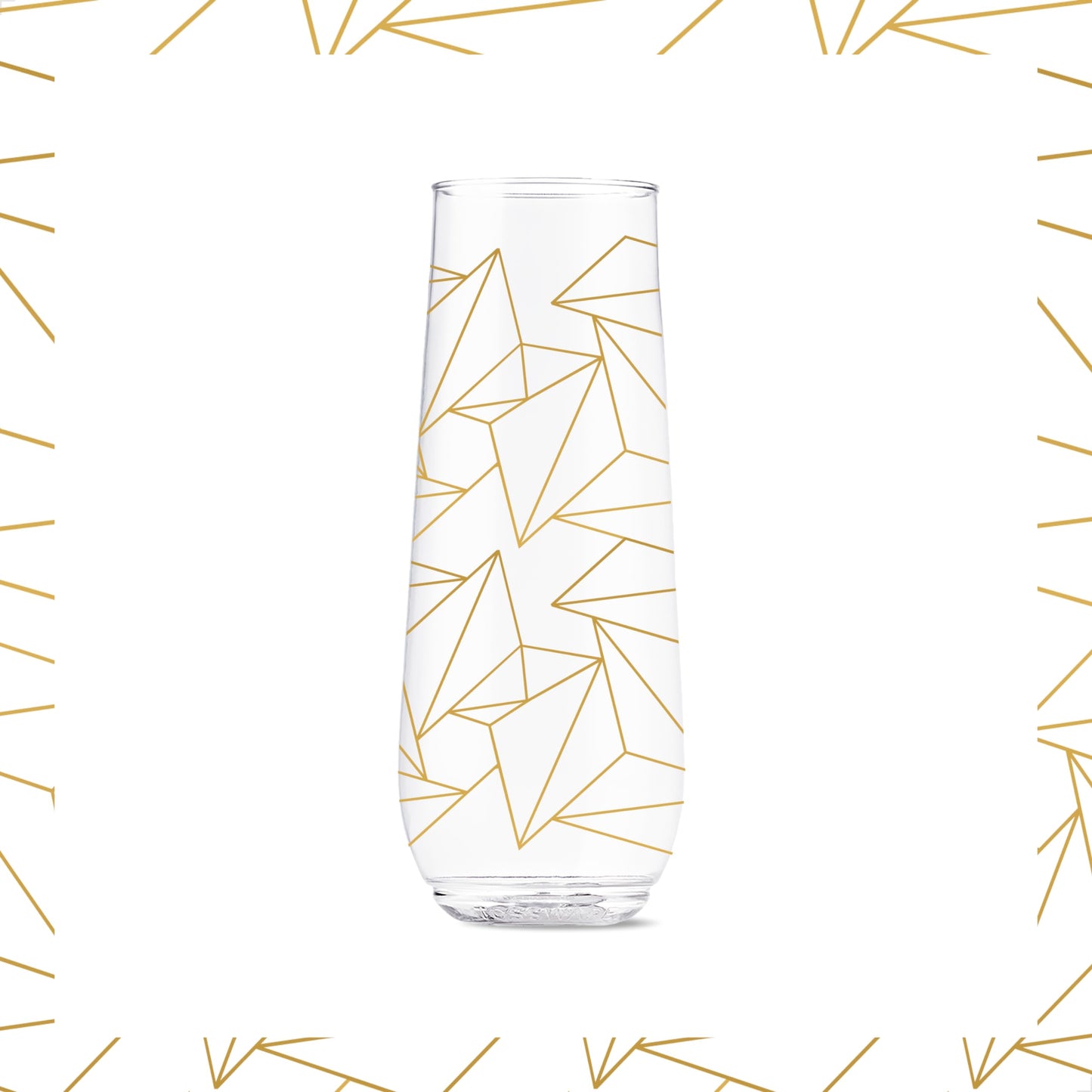 TOSSWARE POP 9oz Flute Festive Cheers Series, SET OF 6, Premium Quality, Recyclable, Unbreakable & Crystal Clear Plastic Printed Champagne Glasses