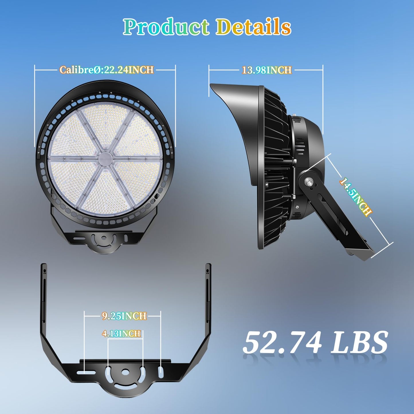 Juyace 800W Led Stadium Flood Light Outdoor Super Bright Commercial Area Lighting 100-277V 5000K Daylight IP65 Waterproof Arena for Sport Fields and Courts