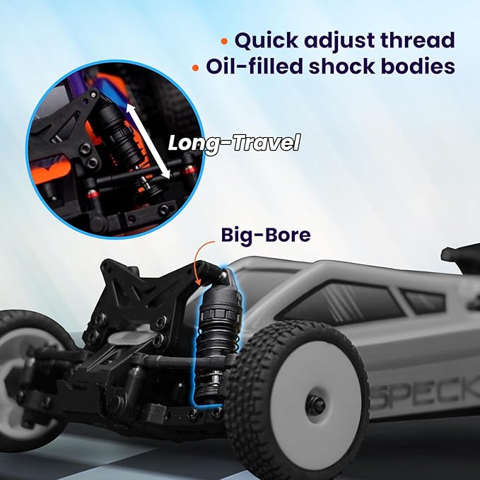 HOBBYPLUS Speck B 1/24 2WD Mini RC Car - RTR RC Buggy Fast Mini Racing Buggy Brushless Ready – Remote Control Car Racing Vehicles (Razor Orange + Body)