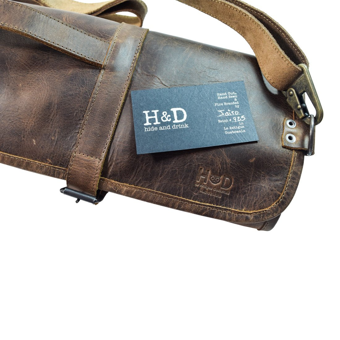 Hide & Drink, Chef's Knife Roll Bag (8 Pockets), Portable Knife Organizer, Cooking Accessories, Travel Bag, Full Grain Leather, Handmade, Bourbon Brown