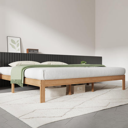 Novilla 12 Inch Wooden King Size Bed Frame, Classic Solid Wood Platform Bed Frame King Size, Sturdy Wood Slat Support, No Box Spring Needed, Easy Assembly