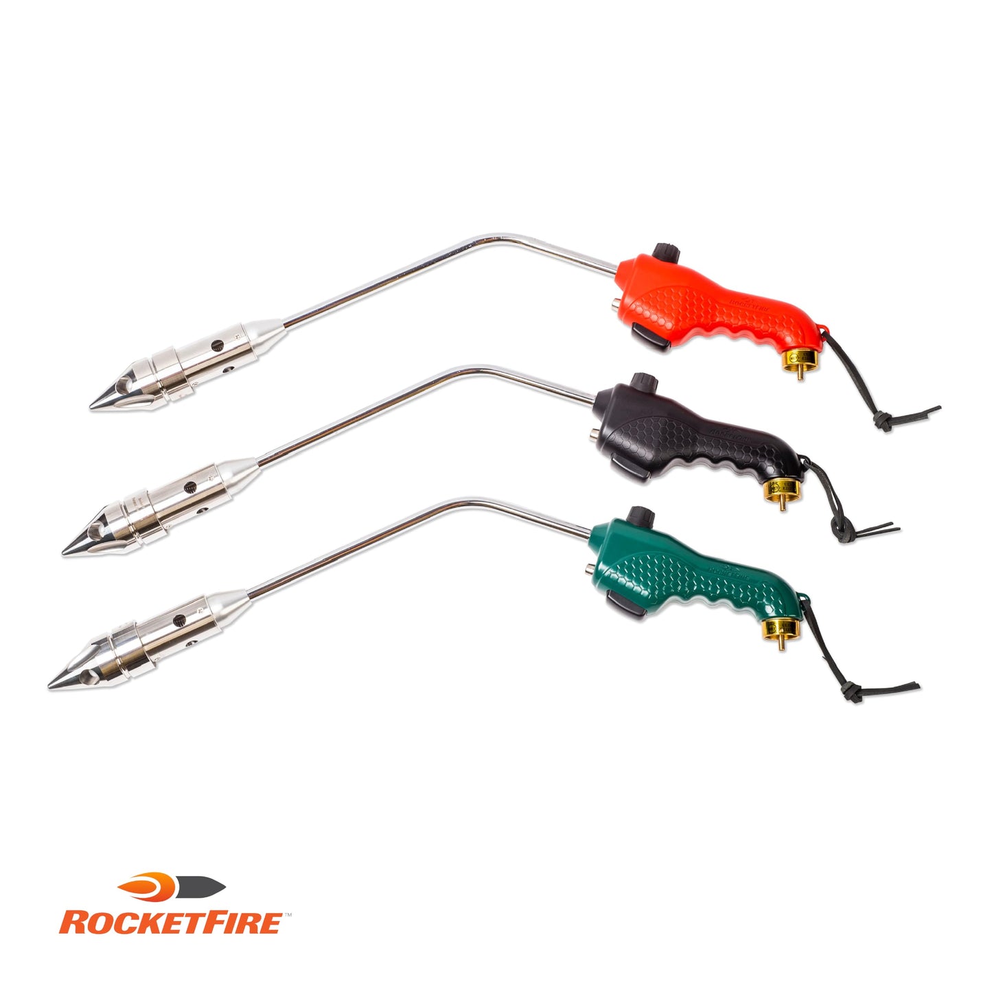 ROCKETFIRE Fire Starter Torch | Perfect Propane Torch Head, Grill Gun, Charcoal Torch | Compatible with Bernzomatic Propane & MAP/PRO Fuels | Tri-Flame Tip | Fuel NOT Included | Case Included | Black