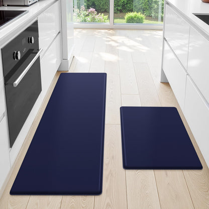 StepLively Kitchen Mat, 2 PCS Kitchen Rugs, Cushioned Kitchen Mats for Floor, Anti Fatigue Kitchen Rug Set, Non-Skid Standing Mat for Kitchen, Office, Sink, 17.3"×30"+17.3"×47", Blue