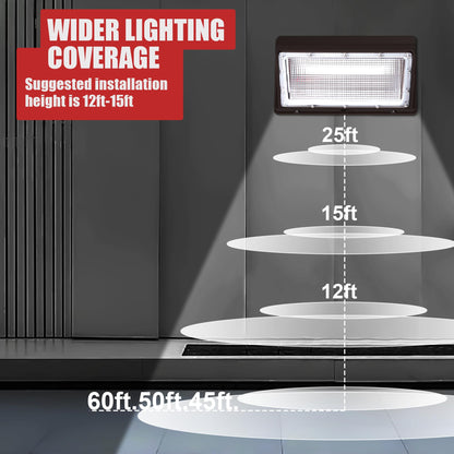 Tomourd 6 Pack 120W LED Wall Pack Light 15000LM 110V-277V, 5000K IP65 Waterproof Outdoor Wall Mount Fixture, Commercial Exterior Security Flood Lighting for Warehouse Garage Building