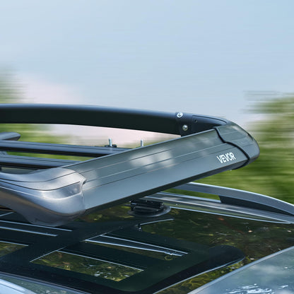 VEVOR Roof Rack Cargo Carrier, 48 x 40 x 5.6 in, Universal Rooftop Cargo Basket, Car Top Luggage Holder with 150 lbs Max Load Capacity, 4.1 in Fence, Anti-Rust Alloy Steel, Wind Fairing, for SUV Car