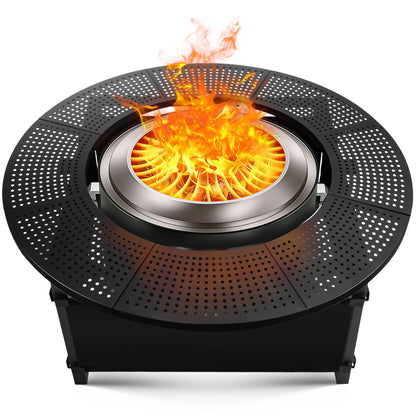 AGEDNE 47.8 Inch Fire Pit Surround Tabletop for Solo Stove Bonfire Ranger Yukon 2.0, Powder-Coated Steel Table Top with 30.2 Inch Inner Diameter,Outdoor Fire Pit Accessory for Wood Burning