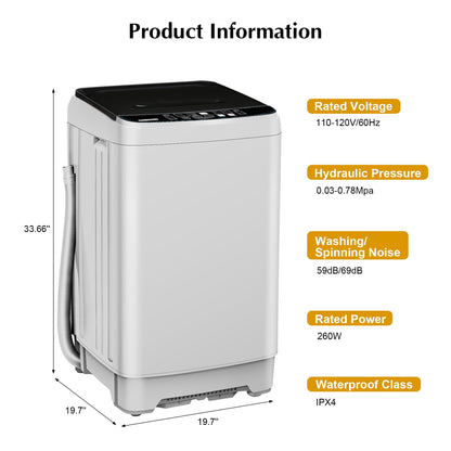 Portable Washing Machine 17.7lbs Full Automatic Portable Washer Machine for Apartment, 10 Wash Program Tub Self-cleaning Small Washing Machines for Dorm, Home, RV, Apartment, Off-White