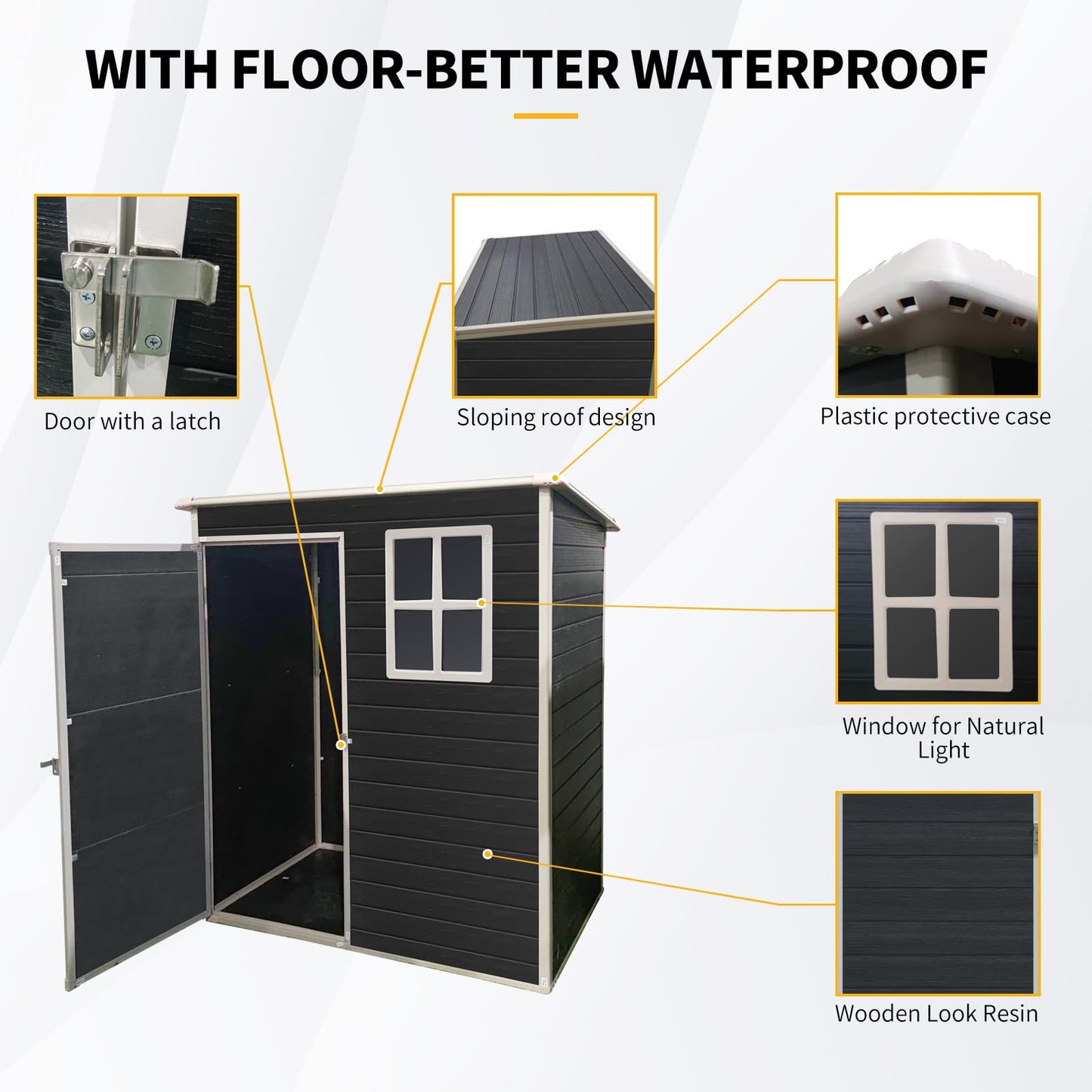 KEIKI 5x3 FT Outdoor Storage Shed Waterproof Resin Cabinet Polypropylene Frame with Lockable Doors for Patio Furniture