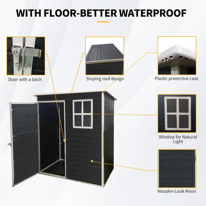 KEIKI 5x3 FT Outdoor Storage Shed Waterproof Resin Cabinet Polypropylene Frame with Lockable Doors for Patio Furniture
