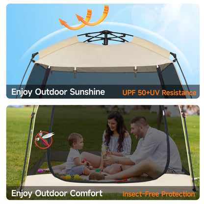 EighteenTek® Screen House Gazebo, 2-4 Person Pop Up Screen Tent, Instant Screen Room with Carry Bag, Outdoor Mosquito Tent Pop-Up, Sun Shade Shelter for Patio, Garden, Backyard, Deck 7 x 4 x 6.5 FT