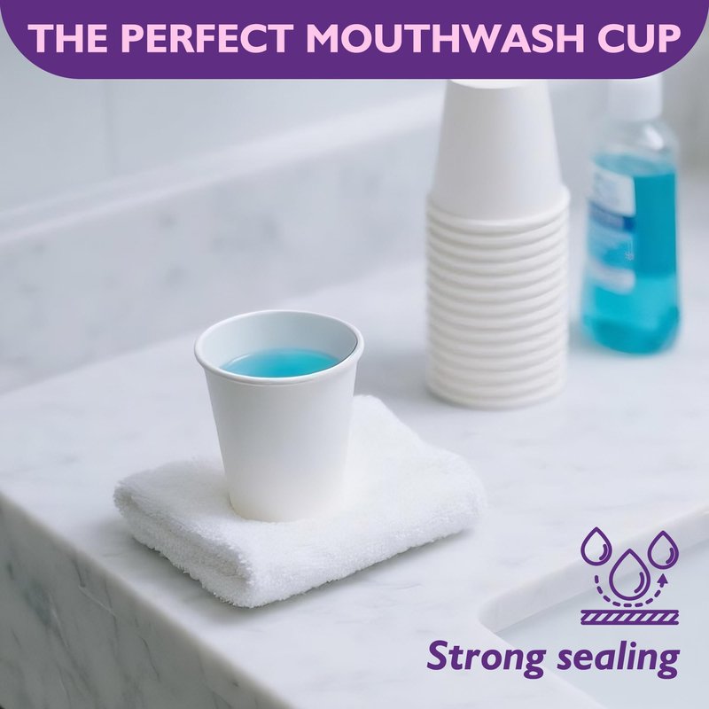 PACKINNO 3 oz Disposable Paper Cups, Mouthwash Cups, Small Coffee Cups for Bathroom Rinsing, Mini Water Drinking Cups for Espresso, Samples, 200 Pack