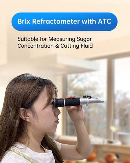 LOHAND Brix Refractometer with Automatic Temperature Compensation(ATC), Precision Measuring Sugar Content for Wine/Fruit/Drink, Sugar Refractometer, Range:0-32%