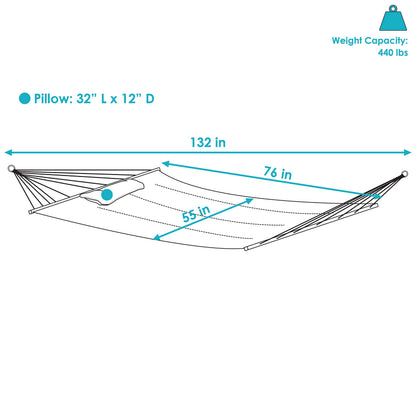 Sunnydaze Double Quilted Polyester Hammock with Detachable Pillow - 440-Pound Capacity - Red