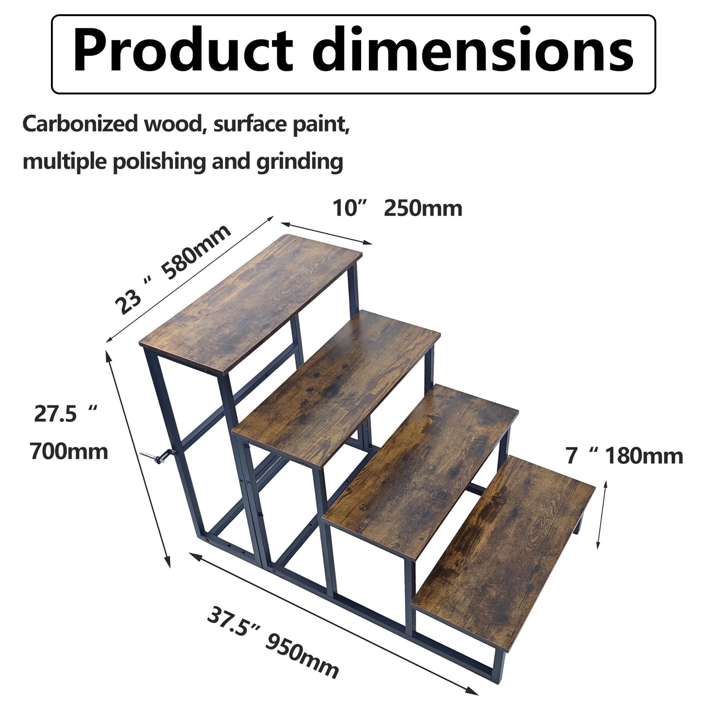 FleiSleep RV Access Stairs, Portable Bath tub Steps, Pool Entry ladders, Exterior Home staircases, Camping‑use Platforms, and Garage Stepping stools. (Tiger-Patterned Wood, 4-Steps)