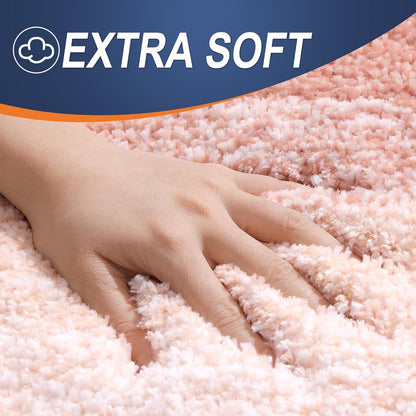 OLANLY Bathroom Runner Rug - Extra Soft Microfiber Mat with Rubber Backing | Quick Dry, Washable, 47x17 Inches, Peach