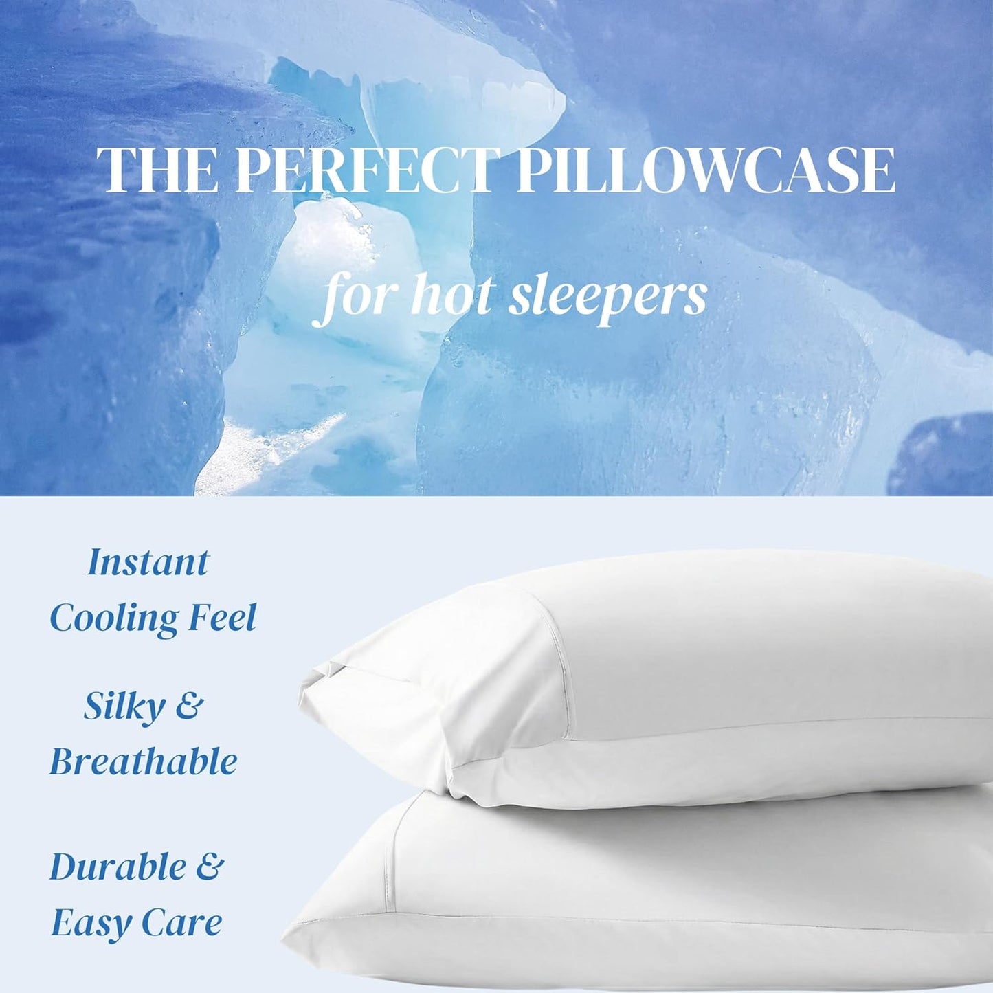 Beckham Hotel Collection Cooling Pillowcases - Silky Soft & Breathable | Set of 2, Standard/Queen Size, White
