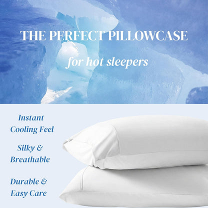 Beckham Hotel Collection Cooling Pillowcases - Silky Soft & Breathable | Set of 2, Standard/Queen Size, White