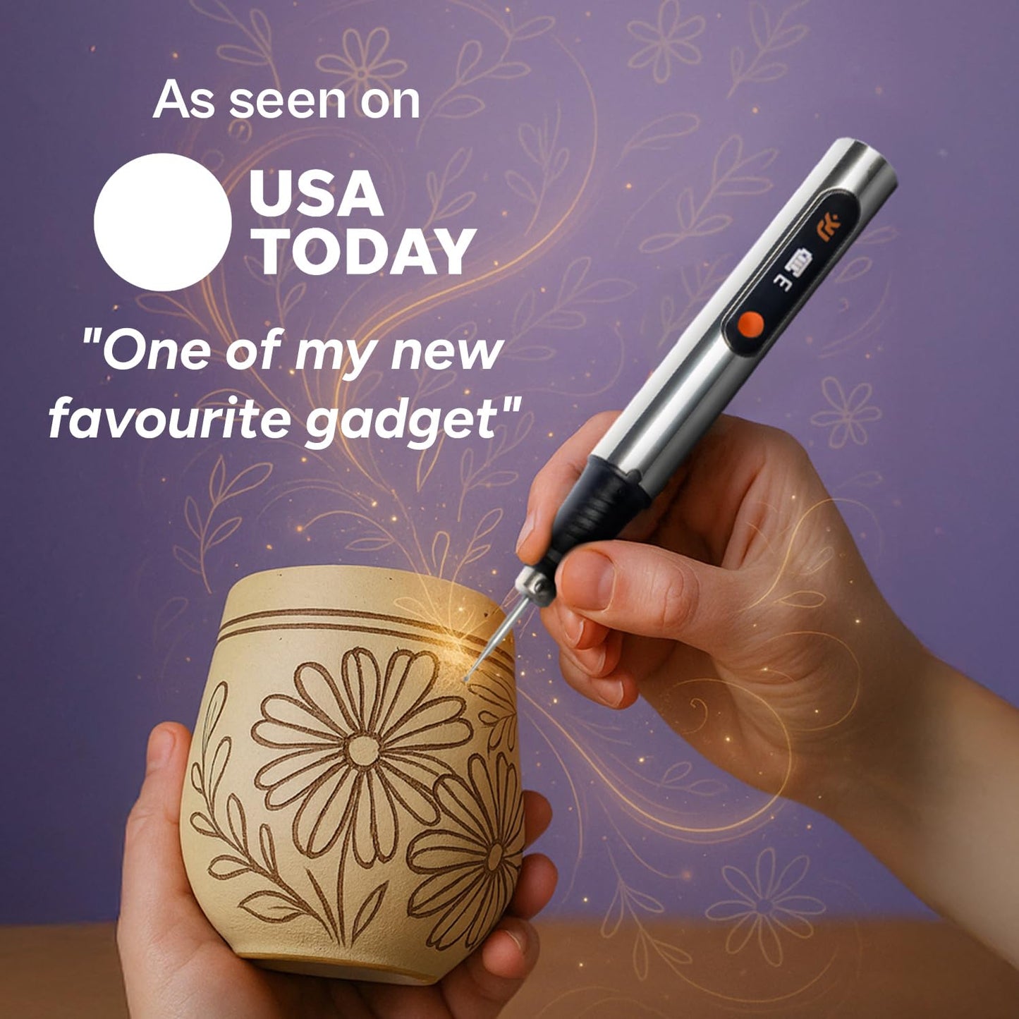 Resparked Customizer Engraving Pen (Formerly Culiau): Ultimate Cordless Portable Tool for Artists & DIYers - Engrave 50+ Surfaces - Beginner Friendly - Rechargeable - Free 30 Bits & Mastery Guide