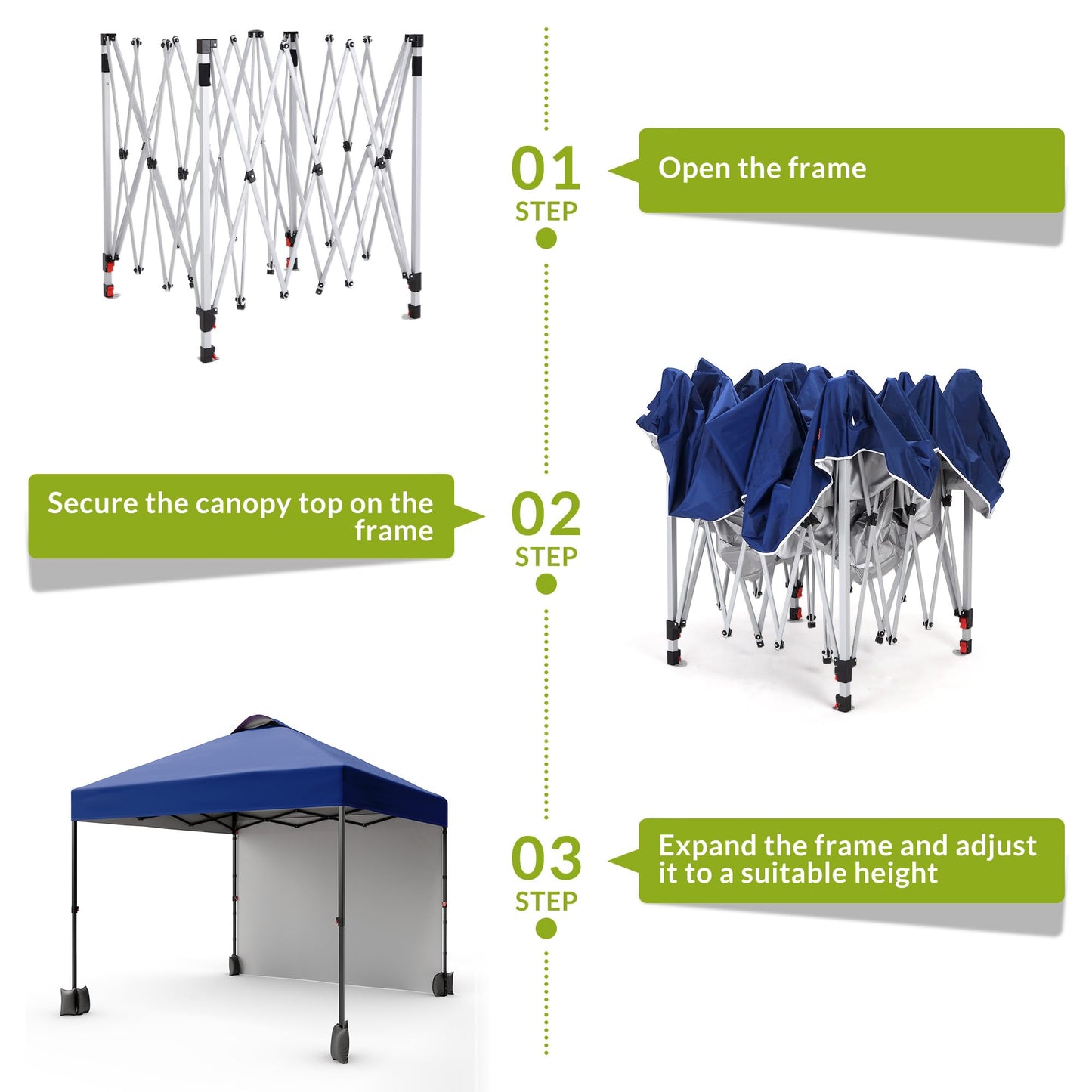GarveeHome 10X10 Ft Pop-Up Canopy Tent with Sidewalls & Vented Roof Easy Setup Instant Shade Shelter for Picnic, Camping, Outdoor Events - Includes Storage Bag, Sandbags, Stakes & Ropes
