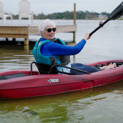 Pelican Seek 100X - Recreational Sit on top Kayak - Garnet - Lightweight Smart Design - Adjustable Ergoform™ Seating System - 10 ft