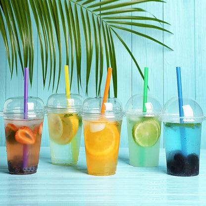 MYJIE 400 Pcs Jumbo Smoothie Straws Boba Straws,Individually Wrapped Multi Colors Disposable Plastic Large Wide-mouthed Milkshake Bubble Tea Drinking Straw(0.43" Diameter and 9.45" long) (400PCS)