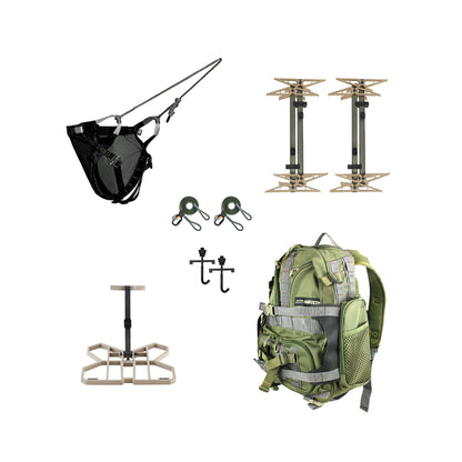 XOP Full RUT - Full Mobile Saddle Hunting System - Invader Saddle Platform, Mutant Saddle Harness, 4 Pack of X2 Sticks, J Hook Stick Carrying System, Striker Pack (2025)