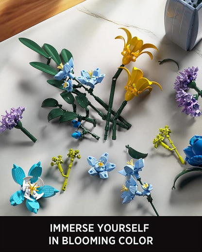 Nifeliz Wildflower Bouquet with Vase Model Toy Botanical Building Set for Adults Flower Arrangement for Home or Office Decor Nature-Inspired Gift for Floral Enthusiasts (902 PCS NF10337)