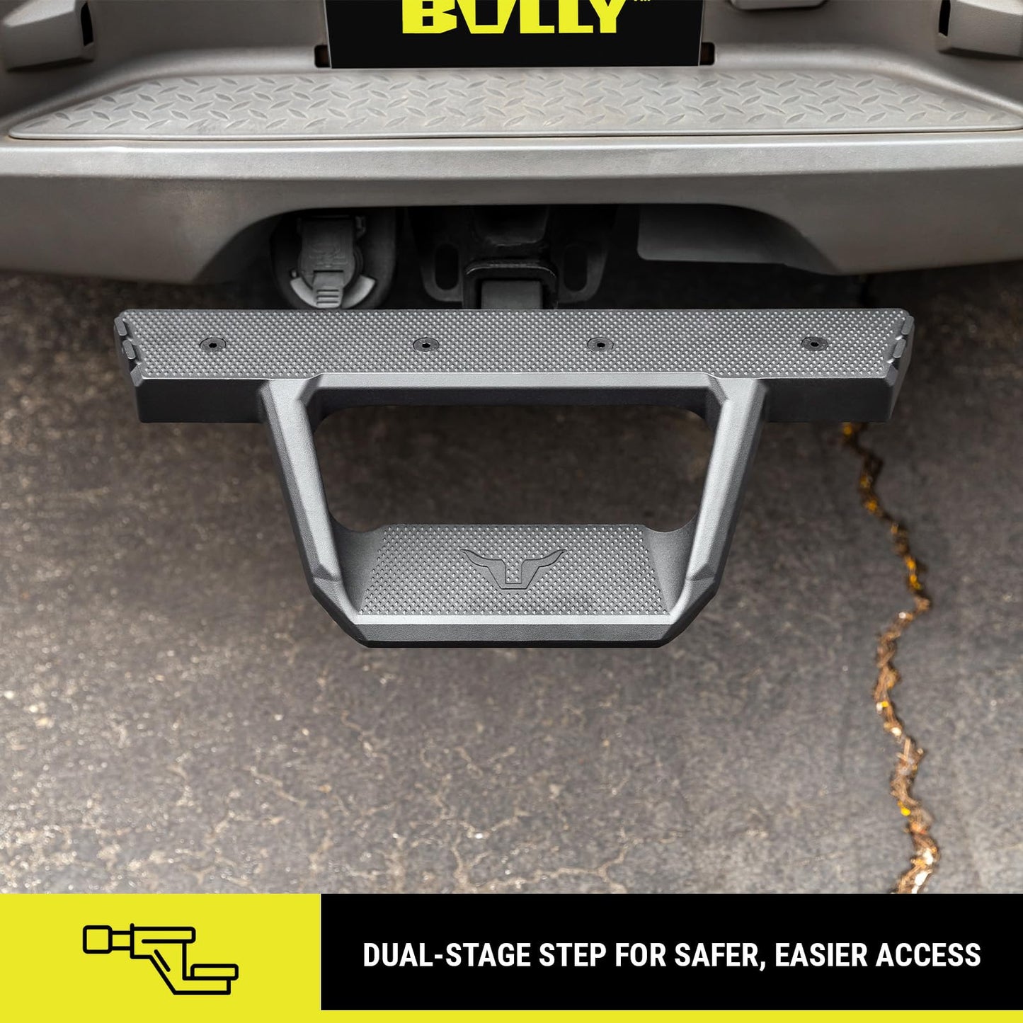 Bully Black 2" Class III Trailer Towing Hitch Step, Black Powder-Coated Cast Aluminum, 23" Wide