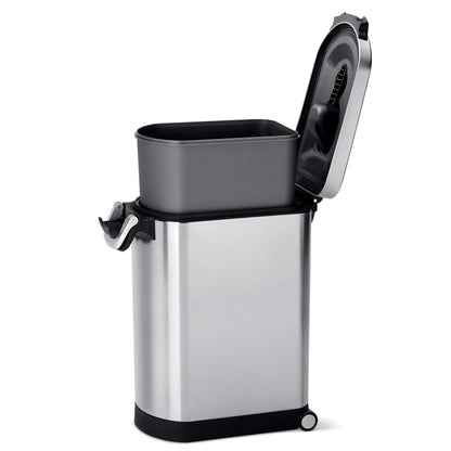 simplehuman Large Pet Food Storage Container, Holds 30-35 lb / 14-16 kg of Dry Dog Food, Cat Food, or Bird Seed, Airtight Lock-Tight Lid with Magnetic Scoop, BPA-Free, Brushed Stainless Steel