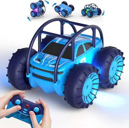 MaxTronic Amphibious Remote Control CarRechargeable RC Cars Toy 360° Flips Rotation Stunt Crawler 15KM/H 4WD All Terrain Outdoor Indoor Toy for Kids Boys Girls 3-12