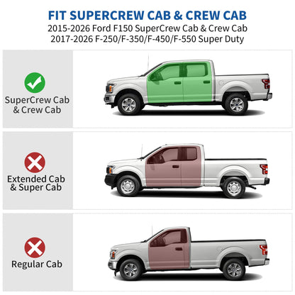 oEdRo Underseat Storage for Ford F150(2015-2026) SuperCrew/Crew Cab & F-250/350/450/550(2017-2026) Super Duty, Upgraded Rear F-150 Under Seat Storage Truck Organizer Tool Box