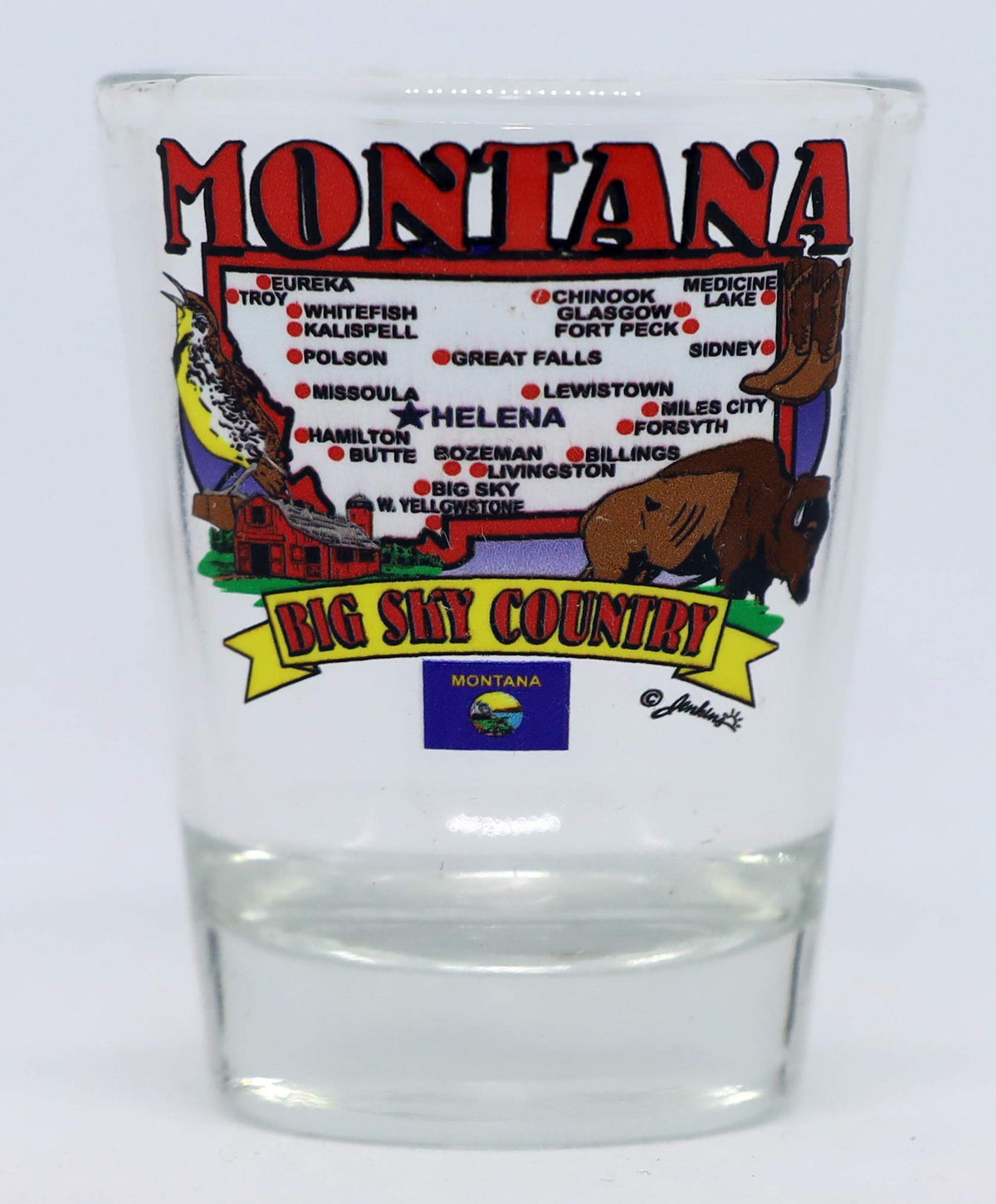 World By Shotglass Montana State Elements Map Shot Glass