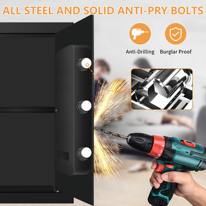 3.4 Cubic Feet Large Safes for Home Use Fire and Water proof, Digital Security Safe with Key and Combination, Home Safes Water and Fireproof for Firearm Medicine Money Valuables