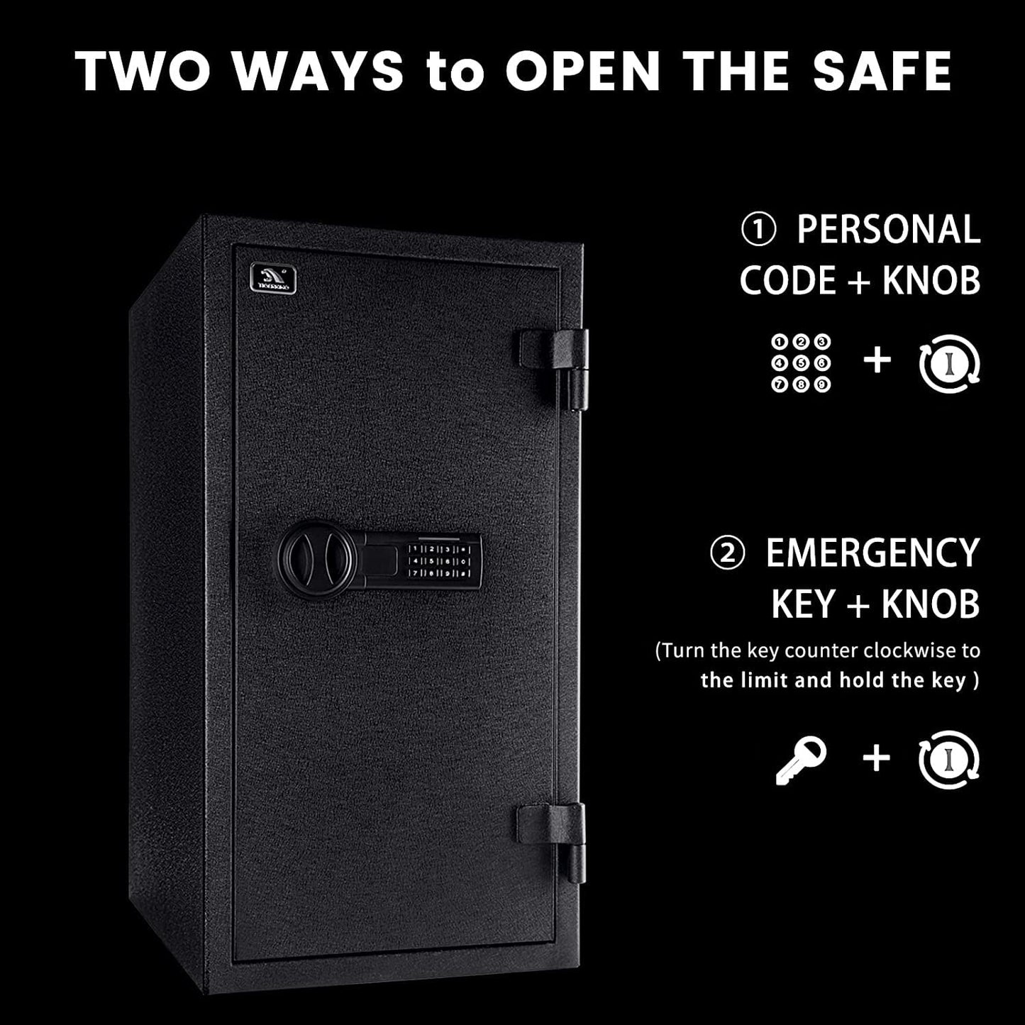 TIGERKING Fireproof Safe for Home Office, 3.47 Cu Ft Heavy Steel Security Safe with 30-Min Fire Protection at 1200°F, Digital Keypad Lock, Removable Shelves for Documents Cash Jewelry