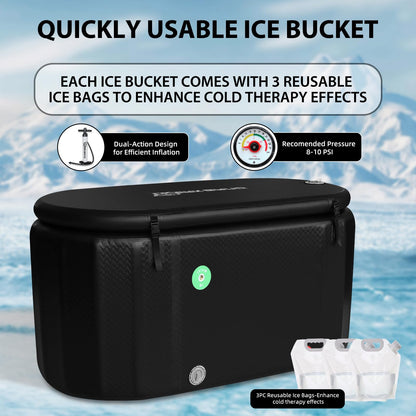 TIGERXBANG Ice Bath Tub,Inflatable Cold Plunge Tub, Water Chiller Compatible, 237.8Gallon Portable Ice Plunge Tub for Athletes, Adult Ice Bath Enthusiasts (Classic Black-Pro)