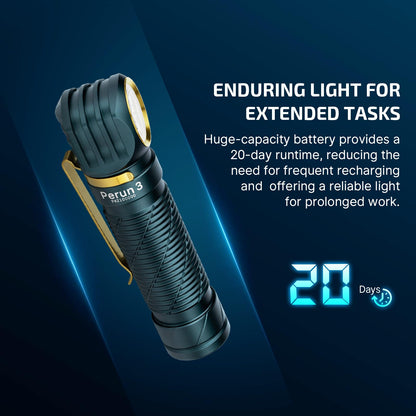 OLIGHT Perun 3 Rechargeable Headlamp Flashlight Bundle with Oclip Pro EDC Flashlight Clip-on Light