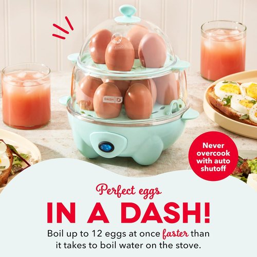 Dash Deluxe Egg Cooker | 12-Egg Capacity Boiler, Poacher & Steamer - BPA Free, Aqua Color