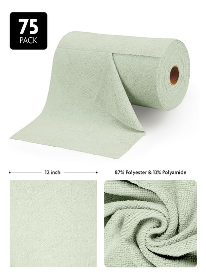 Fantasticlean Microfiber Cleaning Cloth Roll -150 Pack, Tear Away Microfiber Towels, 12" x 12", Reusable, Washable, Ultra Absorbent Dishcloth for Home Supplies, Car, Pet, Kitchen (2 Rolls of Grey)