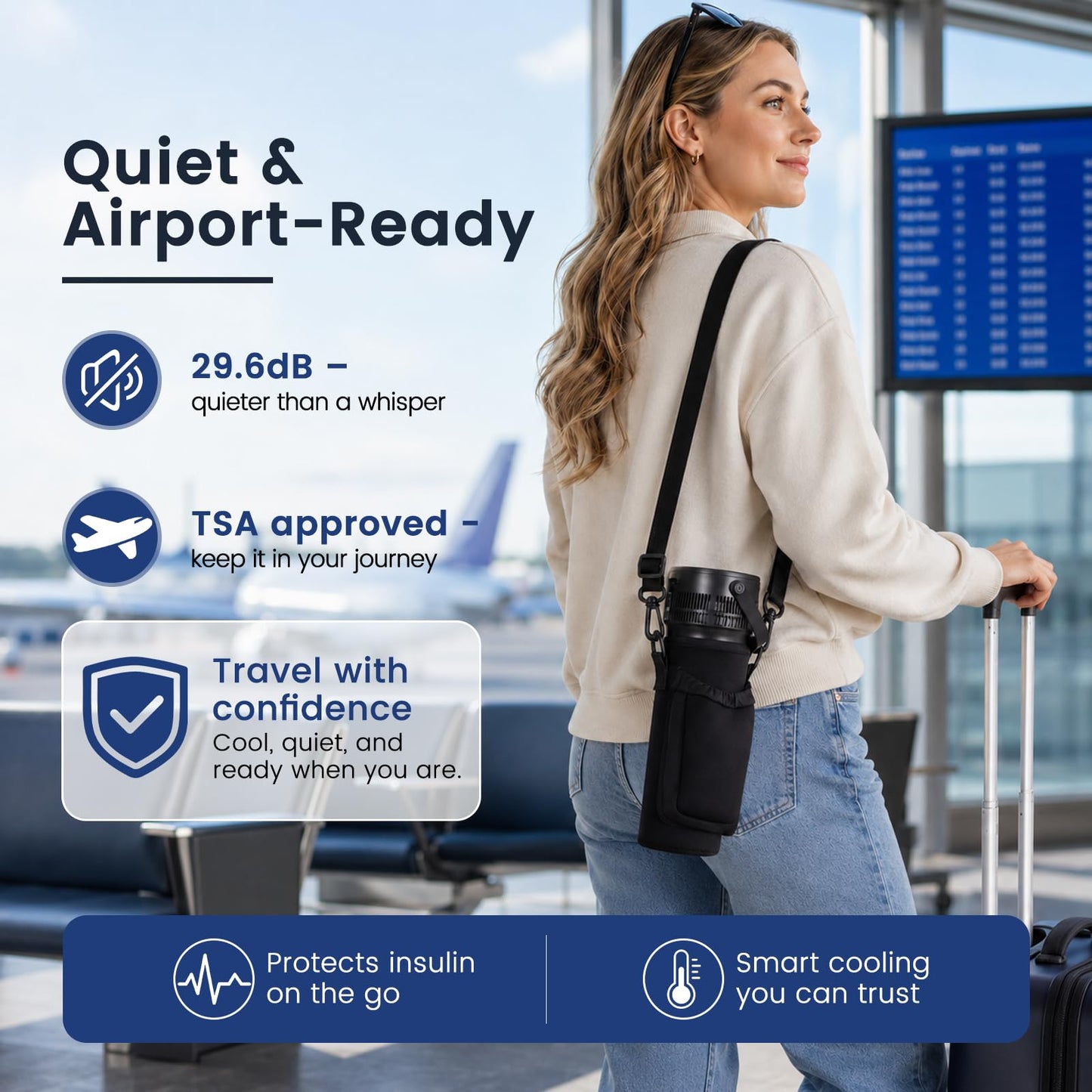 PURZOT Electric Insulin Cooler Travel Case with Backpack, TSA Approved Smart Medicine Cold Storage with Biogel Ice Pack for Travel, Portable Refrigerated Case for Diabetic Pens & Vials (Blue)