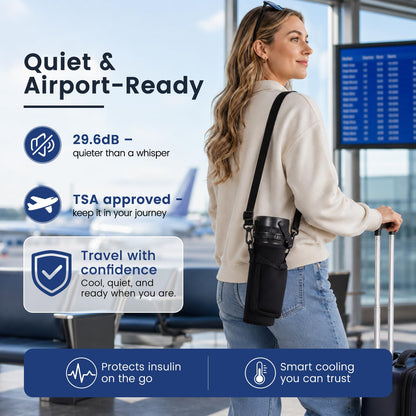 PURZOT Electric Insulin Cooler Travel Case with Backpack, TSA Approved Smart Medicine Cold Storage with Biogel Ice Pack for Travel, Portable Refrigerated Case for Diabetic Pens & Vials (Blue)