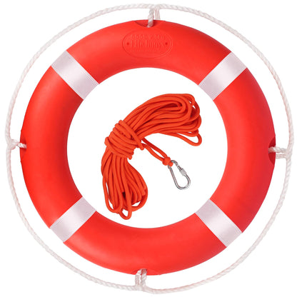 BALAVA Life Ring,28" Boat Throw Rings with Reflective Tape & Grab Lines,Orange Life Ring Buoy for Boats,Include Water Floating Life Saving Rope(1 Pack)