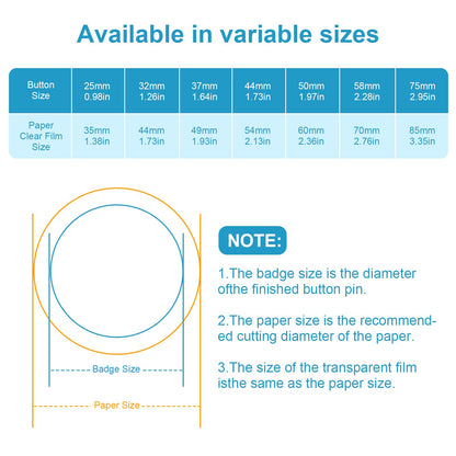 KUNTAERY 200Set 1.26 Inch Button Maker Supplies, 32mm Button Supplies Parts, Approx. 1.25 Inch Metal Blank Badge Parts with Blank Paper for Maker Machine Pin Maker Press