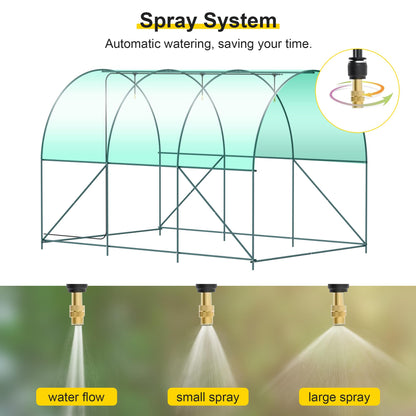 Greenhouse, 10’x7’x7’ Upgraded Walk-in Greenhouse with Spraying System, Heavy Duty Tunnel Green House with 6 Ventilated Mesh Windows & Zippered Roll-up Door, Large Plant Garden Hot House Outdoor